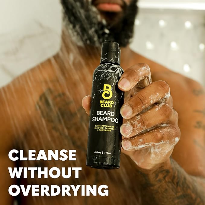 The Beard Club Original Premium Beard Shampoo - Natural & Nourishing Formula for Soft, Clean & Healthy Facial Hair - Gentle on Skin - Sulfate & Paraben Free - 4 fl oz