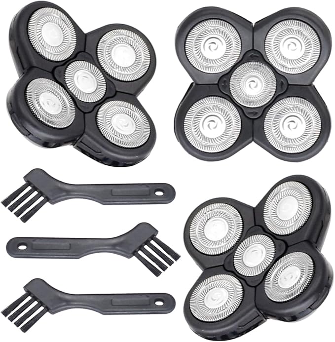 3 Pack Blades Refills Compatible with Freebird Shaver, 5 Blades Shaver Replacement Head for Bald Men, Electric Razor Replacement Heads for Freedom Grooming with 3 Cleaning Brush