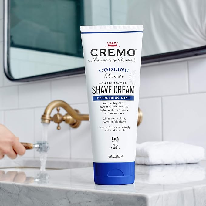 Cremo Barber Grade Cooling Shave Cream, Astonishingly Superior Ultra-Slick Shaving Cream for Men, Fights Nicks, Cuts and Razor Burn, 6 Fl Oz (Pack of 2)