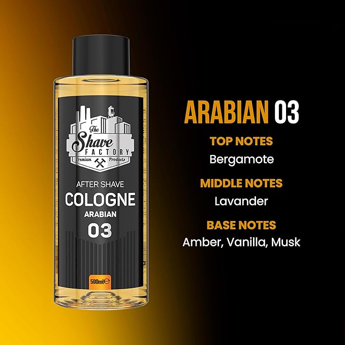 the shave factory After Shave Cologne Series - Cologne for Men, Aftershave for Men, Refreshes and Relieves Face and Skin (03 Arabian)