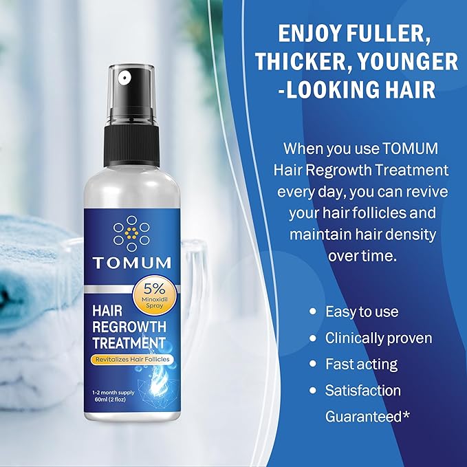 Minoxidil for Men and Women Hair Growth: 5% Minoxidil Topical Spray Hair Regrowth Treatment Stop Hair Thinning and Hair Loss For Stronger Thicker Longer Hair 60ml 2 Pack
