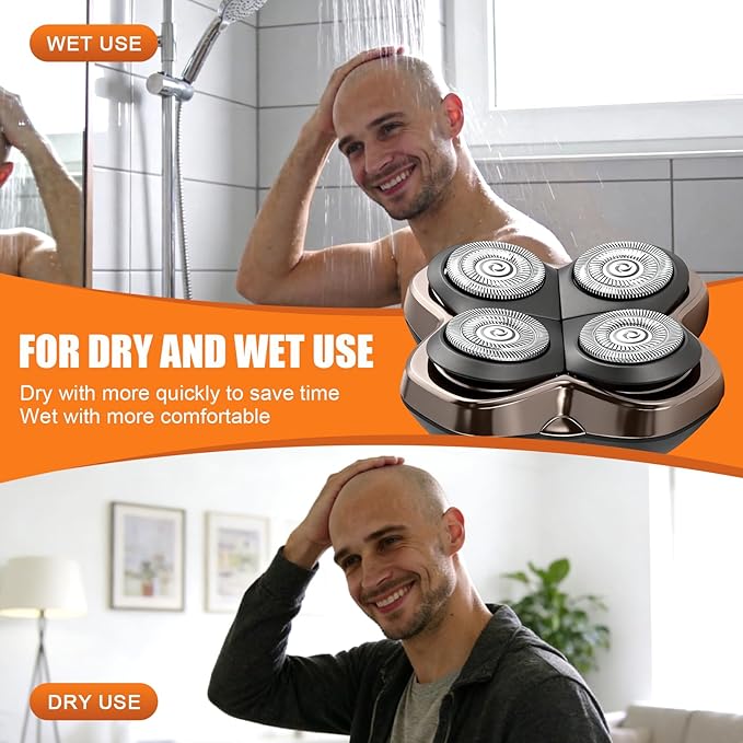 Replacement Blade Shaver PRO 4 Head for Electric Shaver Compatible with Skull Pitbull, Butterfly Kiss PRO & Palm Shavers with 3 Cleaning Brush (3Pack)