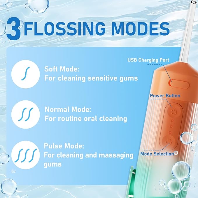 Portable Water Flosser for Teeth Travel Mini Small Water Flosser Compact Electric Oral Irrigator Dental Flossing for Teeth Cleaning Cordless Advanced Tonsil Stone Kids Adults Braces