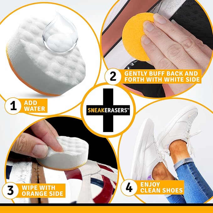 SneakERASERS Sole & Sneaker Cleaner, Premium Shoe Cleaner for Sneakers, Dual-Sided Sponges, Effective for Tennis Shoes & Women Men Sneakers, Gentle Rub Design Cleaner Kit, 20 Pack