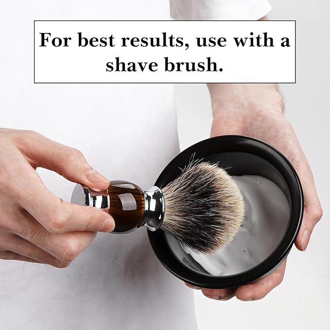 Linkidea Men's Shaving Soap Bowl, Internal Texture Whip Quick Rich & Thick Lather Shaving Bowl, Shaving Cup for Wet Shave (Black)