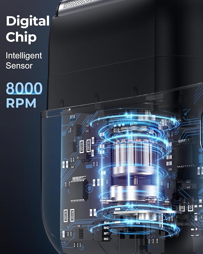 Men's Foil Shavers,Mini Electric foil Shaver for Men, Compact Face, IPX7 Waterproof Wet&Dry Cordless Razor, LED Display, USB-C Fast Rechargeable,Electric foil Shaver,3 Razor Rechargeable