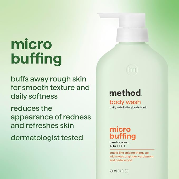 Method Body Wash, Daily Exfoliating Body Tonic - with notes of Ginger, Cardamom and Cedarwood, 17 fl oz