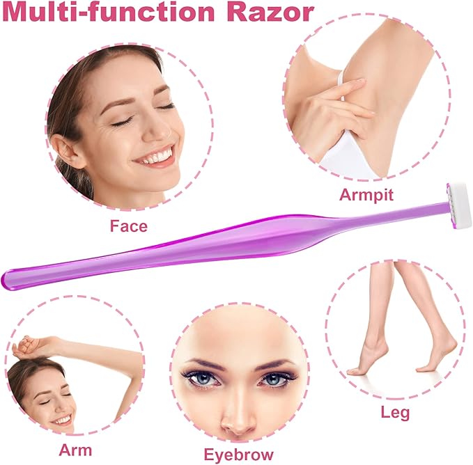 ANCIRS 24 Pack Eyebrow Trimmer Razors for Women Makeup, Facial T Shape Shaver Tool for Eye Brow, Stainless Steel Eyebrow Trimming Kit for Girls- Purple