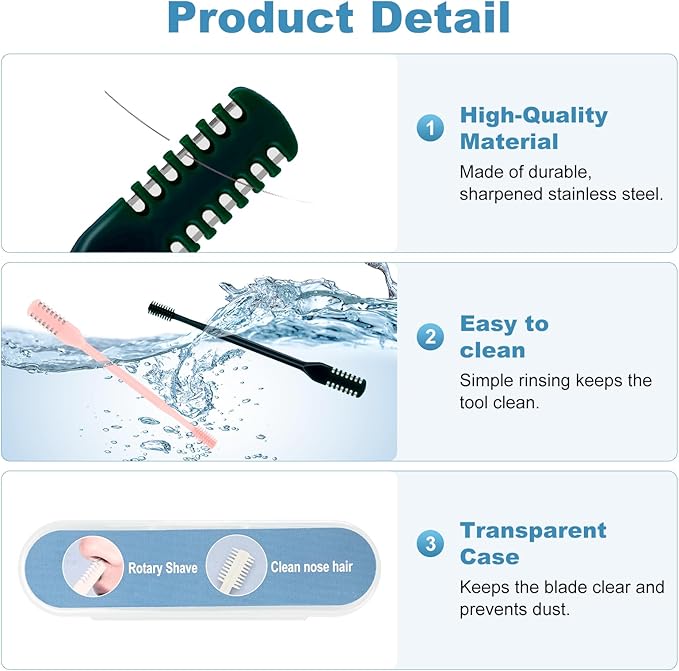 5PCS 2-in-1 Nasal Hair Cutter, Upgrade Manual Double Sided Nose Hair Trimmer Cutter for Women and Men 360°Rotating Nose Hair Remover Grooming Tool knife Razor Portable Nostril hair kit (Dark Green)