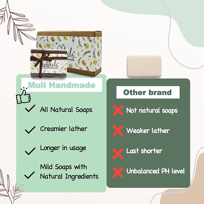 Natural Handemade Bar Soap for Men and Women with Essential oils, Scented Bar Soaps for Bath, Fragrance Gift Set (Pack of 3) Comfrey