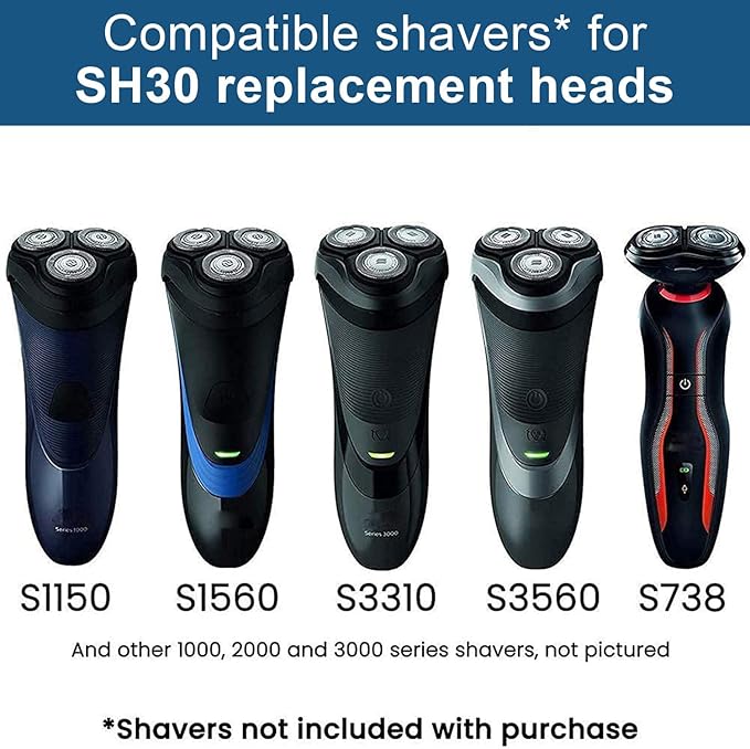 SH30/52 Replacement Heads Compatible with Philips Series 3000 Electric Shavers 2000 1000 S3201 S3202 S3203 S3205, Compatible with Norelco SH30 Replacement Blades Upgraded Comfort Razor Heads