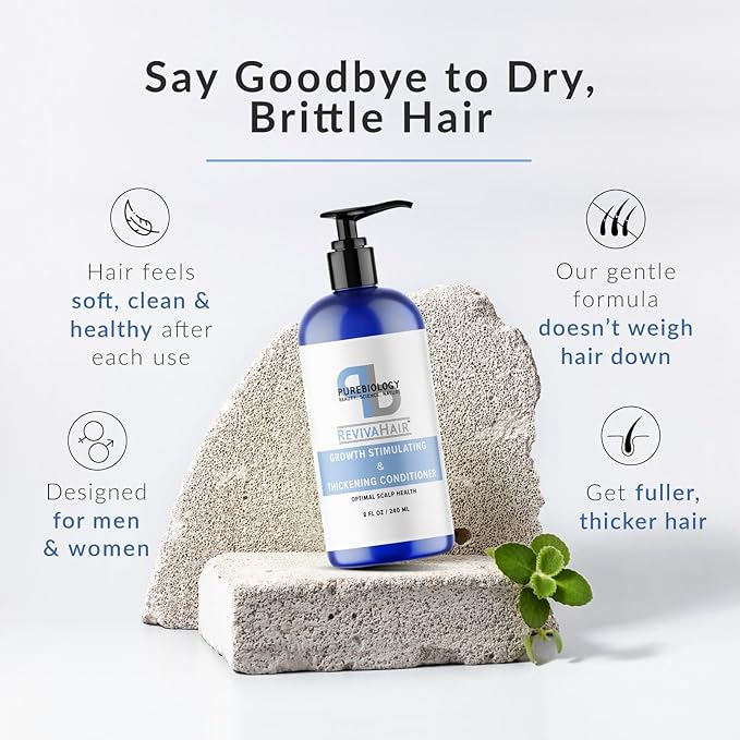 Pure Biology Hair Conditioner for Fine, Damaged Hair - Volumizing Conditioner with Biotin, Keratin, Rosemary and Argan Oils - Moisturizing Conditioner for Dry Hair and Thinning Hair Volume