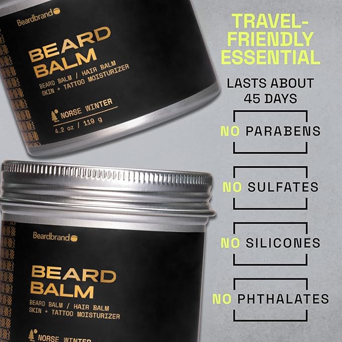 Beard Balm for Men - Travel Pack - Supports Thicker Beard, Bold Fortune Scent, Natural Ingredients Butter Reduces Dryness & Enhances Look - 4.2 oz