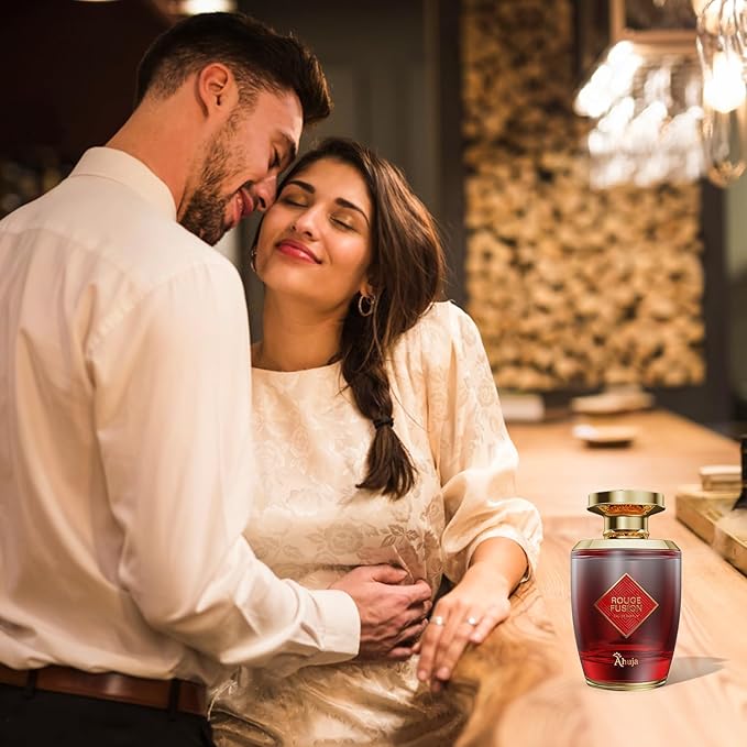 AHUJA Rouge Fusion Unisex Eau De Parfum (3.4 fl oz) — Long Lasting Cologne for Men & Women — Bold Citrus, Vanilla, Rose, Pine & Geranium Notes — Luxurious Gift Fragrance for All Occasions