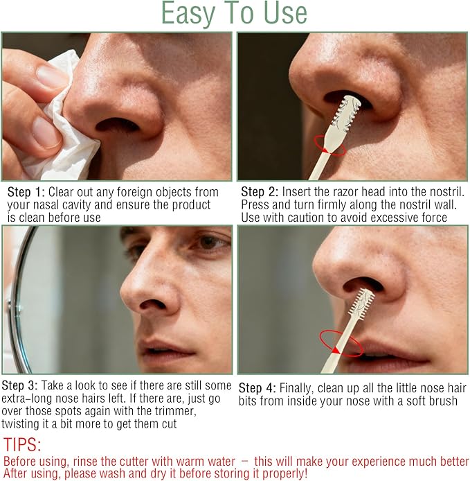 5PCS 2-in-1 Nasal Hair Cutter,Double Sided Nose Hair Trimmer for Men&Women,360° Rotating Manual NoseHair Cutter,Nose Hair Knife,Portable Nostril Hairs Remover Tool for Home Travel Essentials,Colorful