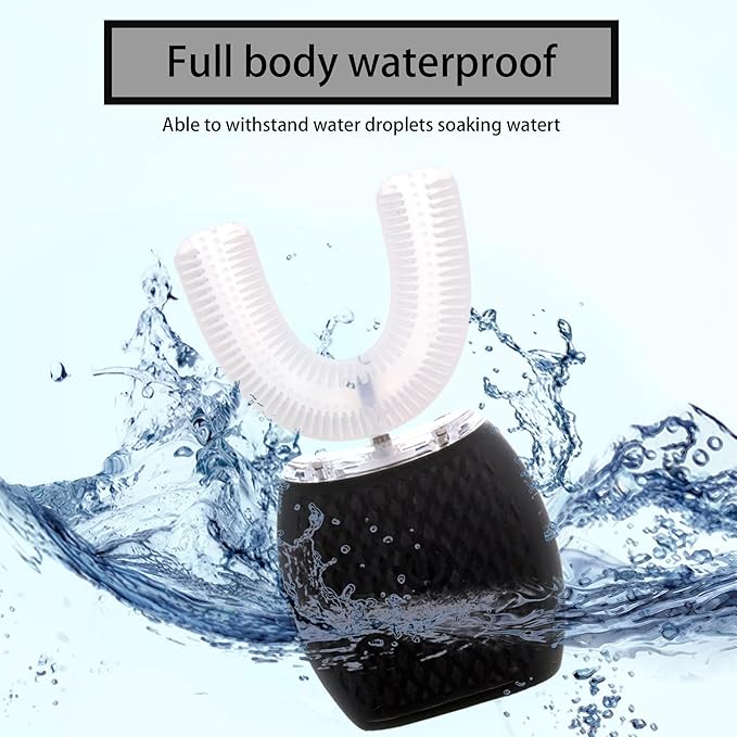 Ultrasonic Toothbrush for Adults - Automatic Electric Toothbrush 30s Timer,Rechargeable Portable Washable Design Soft Bristles,Wireless Charging Ideal for Travel & Home Use (Black)