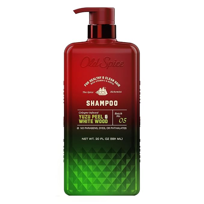 Old Spice Men's Shampoo, The Spice Alchemist Collection, Cologne-Infused Yuzu Peel & White Wood Scent, Free of Parabens & Phthalates, 21.9 fl oz