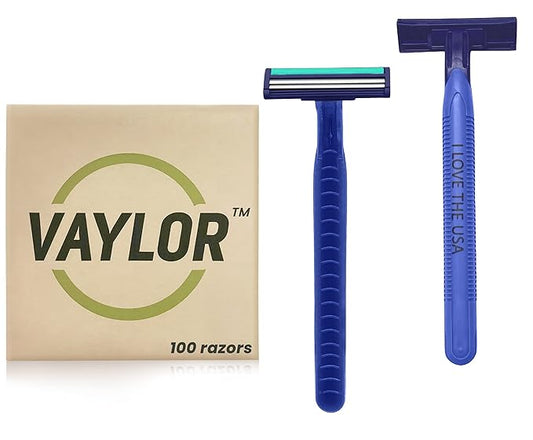 2 Blade Mens Disposable Shaving Razor, Shaving Inspiration - I LOVE THE USA, 100 Count