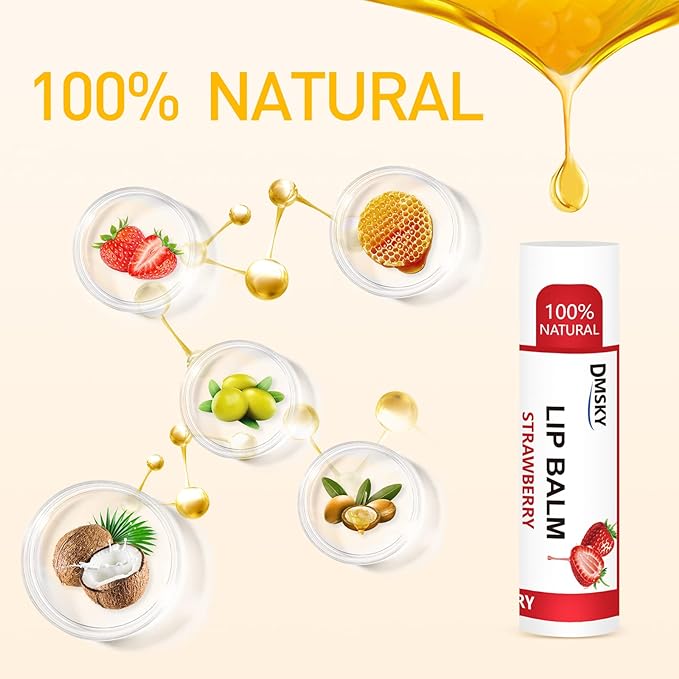 DMSKY 60 Pack Lip Balm, Natural Lip Balm Bulk with Vitamin E and Coconut Oil, Moisturizing Lip Balm for Chapped Lips, Bulk Lip Balm for Women-12 Flavors