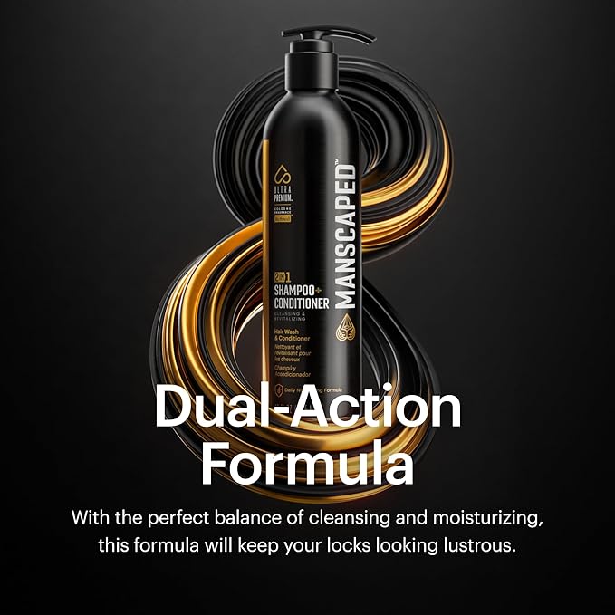 MANSCAPED® 2 In 1 Shampoo & Conditioner, UltraPremium Formula Infused with Sea Kelp, Coconut Water, Aloe for Nourishing and Hydrating Hair (16 oz Aluminum Bottle)