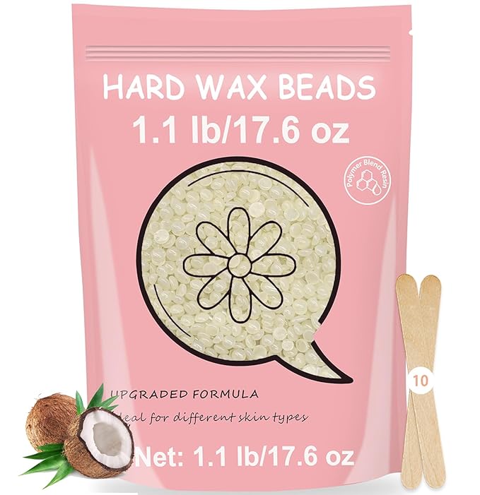 1.1 lb Refill Wax Beads for Hair Removal, Brazilian Hard Wax for Bikini, Face, Eyebrow, Back, Chest, Legs, Armpit, Coarse Hair At Home Waxing Beads for Women Men (Coconut)