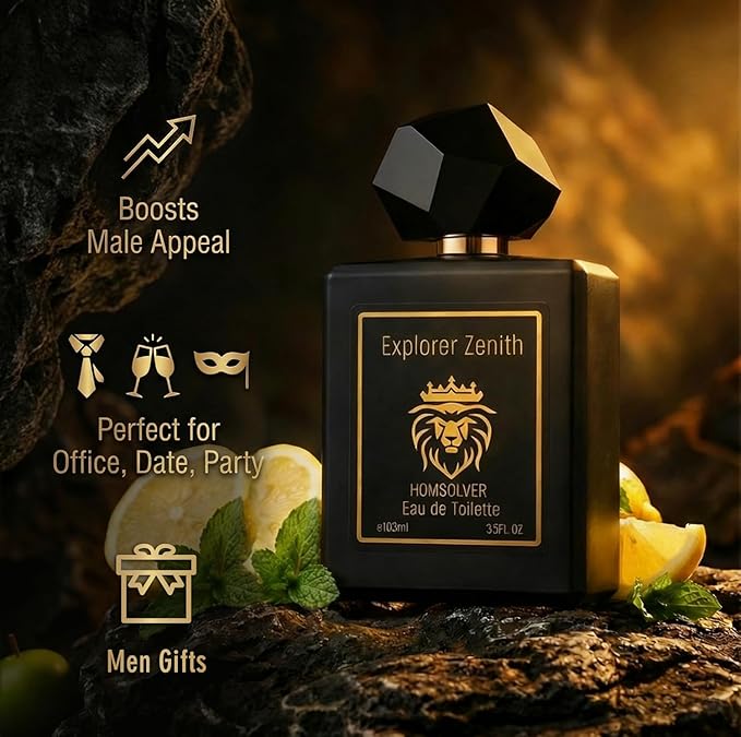 Homsolver Men’s Cologne Long Lasting- Crisp Green Apple & Fresh Mint Scent - Clean Formula Eau de Toilette for Daily Wear, Office & Gym - Premium Gift for Him Men - 3.4 Fl Oz