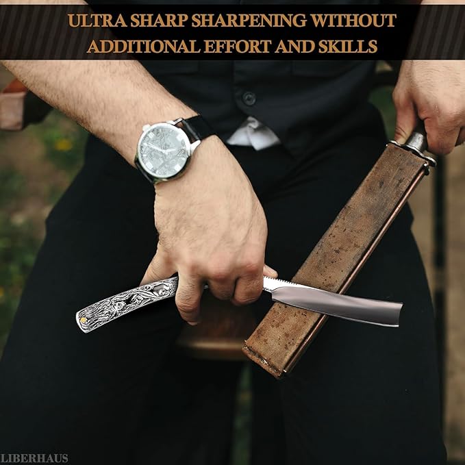 Professional Mens Straight Razor – 11.4" Barber Straight Razors for Men with Pre-Sharpened Carbon Steel Blade – Rust-Resistant & Easy to Clean Shaving Knife for Men, Ergonomic Handle & Durable Build