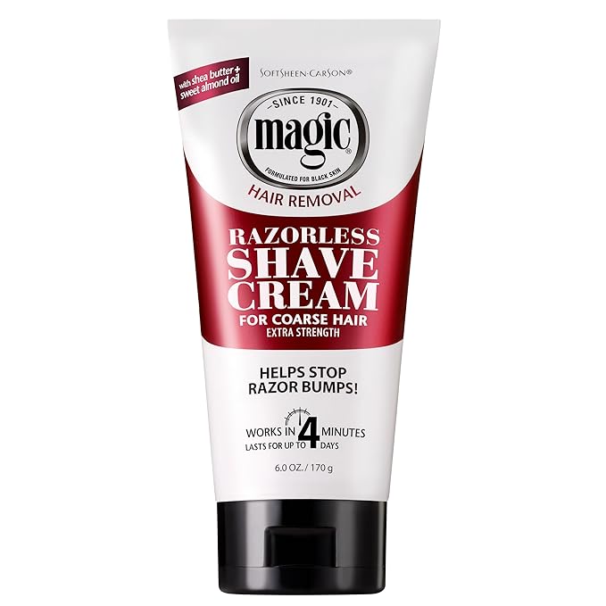 SoftSheen-Carson Magic Razorless Shaving Cream, Depilatory Hair Removal Cream for Body Hair, Extra Strength, Works in 4 Minutes for, 6 oz