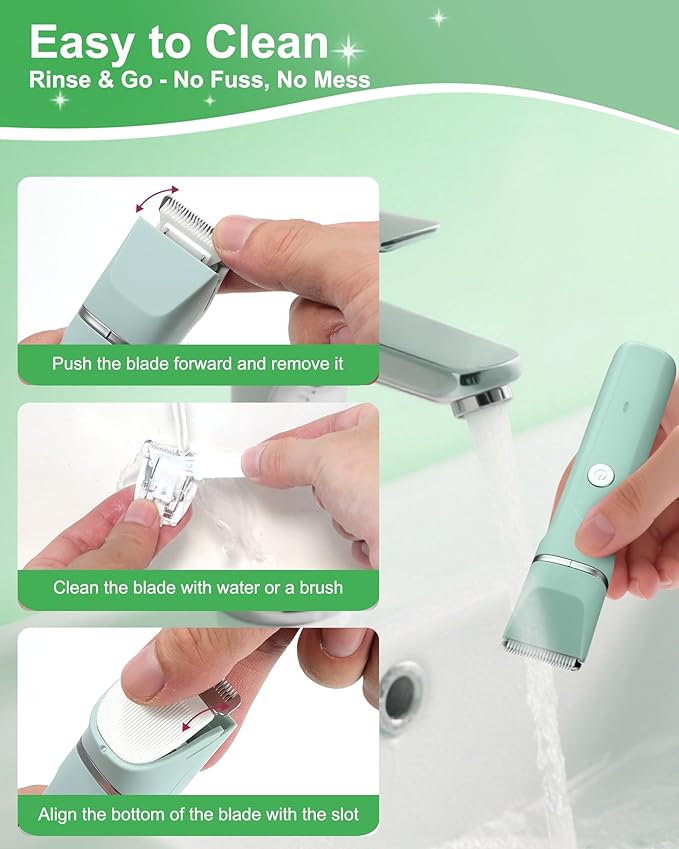 AREYZIN Bikini Trimmer for Women, 3-in-1 Electric Shaver for Women, Electric Razors and Body Shaver, IPX7 Waterproof, USB-C Charging, Travel Trimmer for Face, Legs, Bikini Line & Foil, Light Green