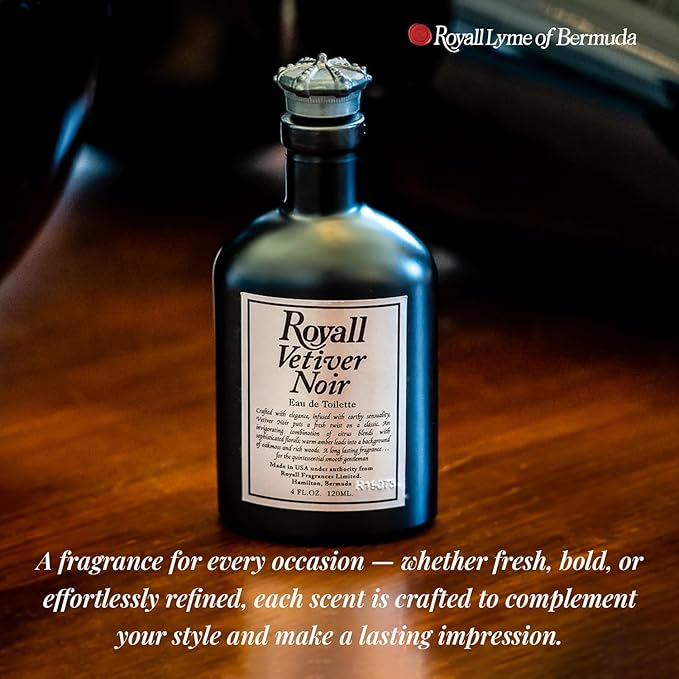 ROYALL VETIVER NOIR, Men's Eau de Toilette, Vetiver & Amber Fragrance – 4 oz Spray