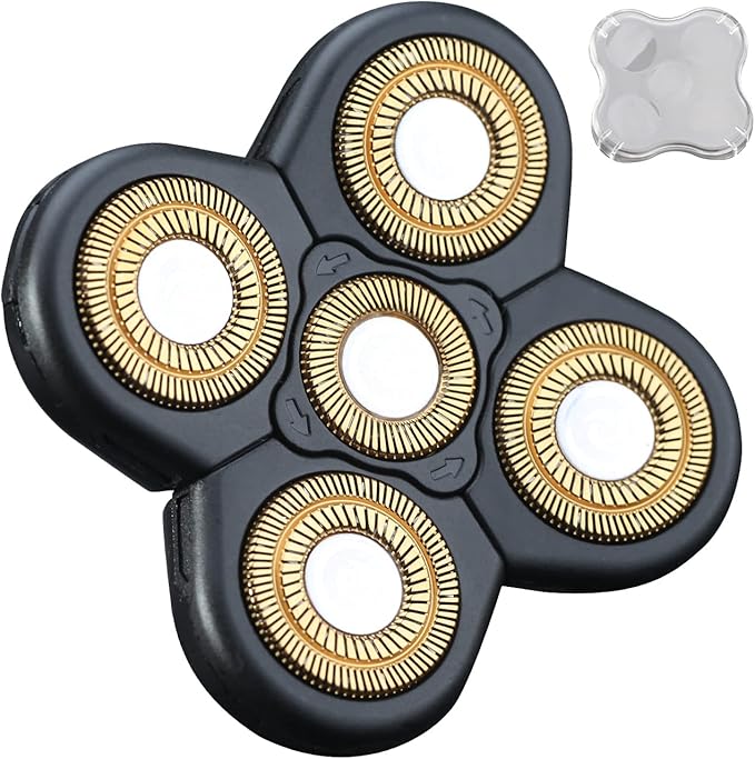 5 Blades Head Shaver Replacement Heads Replacement Blades Head Shaver Universal Replacement Blade Head Electric Razor for Men (5D Gold)