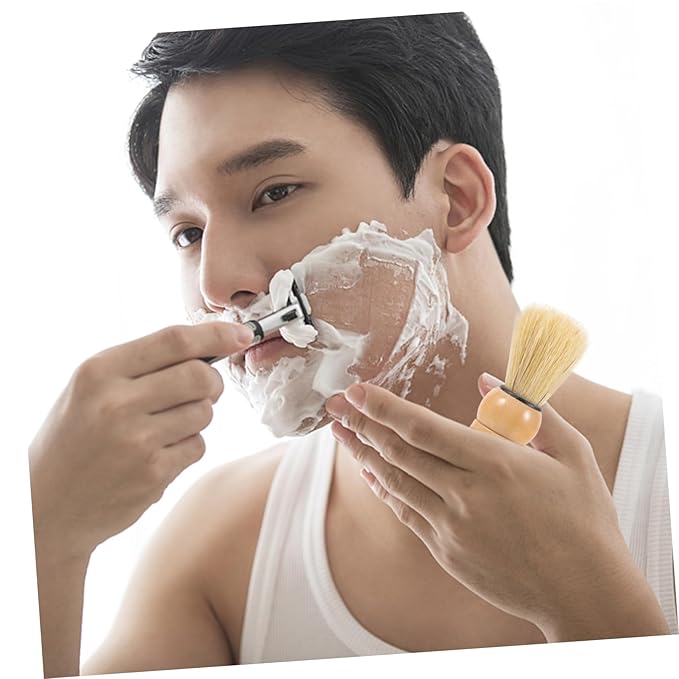 Portable Multi-use Beard Brush with Boar Bristles for Men Shaving Brush for Soap Durable Wooden Handle for Beard Styling and Cleaning