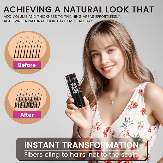 Hair Fibers for Thinning Hair or Fill In Fine, Hair Building Fibers (28g) for Women & Men, Hair Powder for Instantly Thicker, Fuller Looking - BLONDE