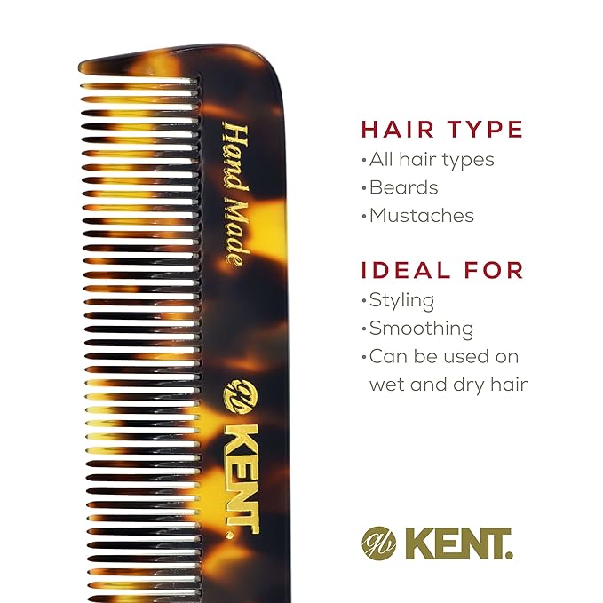 Kent Beard Comb Set Pocket Combs for Men - Pocket Beard and Mustache Comb Kit for Men for Travel and Home, Mini Combs for Mens Grooming, Handmade Kent Comb Mens Beard Grooming Set