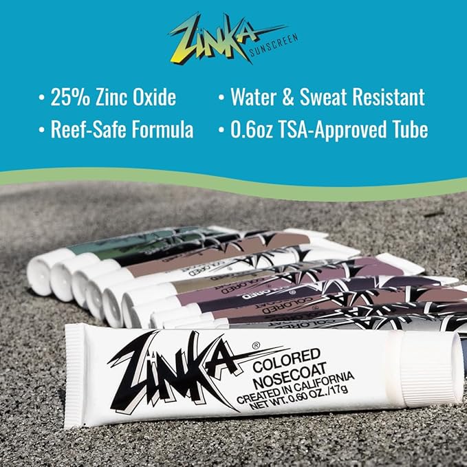Zinka Colored Zinc Oxide Sunblock – High Zinc Formula for Nose and Face, Water & Sweat Resistant, White