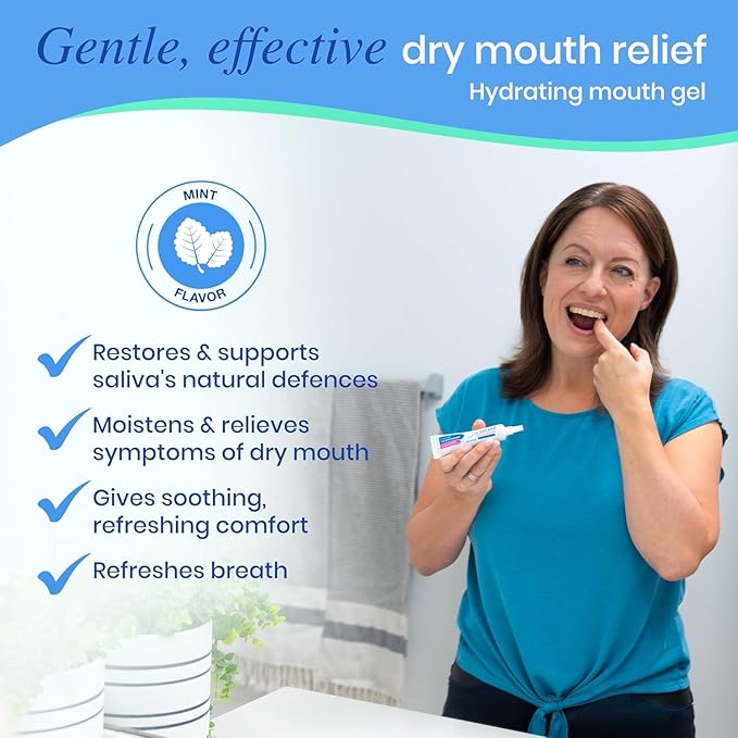 Salivea Dry Mouth Relief Gel Moisturizer, 1 oz Tube (2 Pack),Saliva Substitute Dry Mouth w/Salivary Enzymes & Moisturizers,Formulated without Alcohol,Non-Irritating, Soothing Formula for Oral Dryness