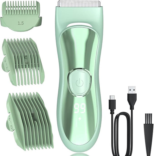 Body Hair Trimmer Shavers for Men, Groin Hair Trimmer with Ceramic Blade, Wet & Dry Use Eelectric Shaver, Waterproof Manscaper with LED Light mnfor Pubic Area, Chest, Legs & Bikini