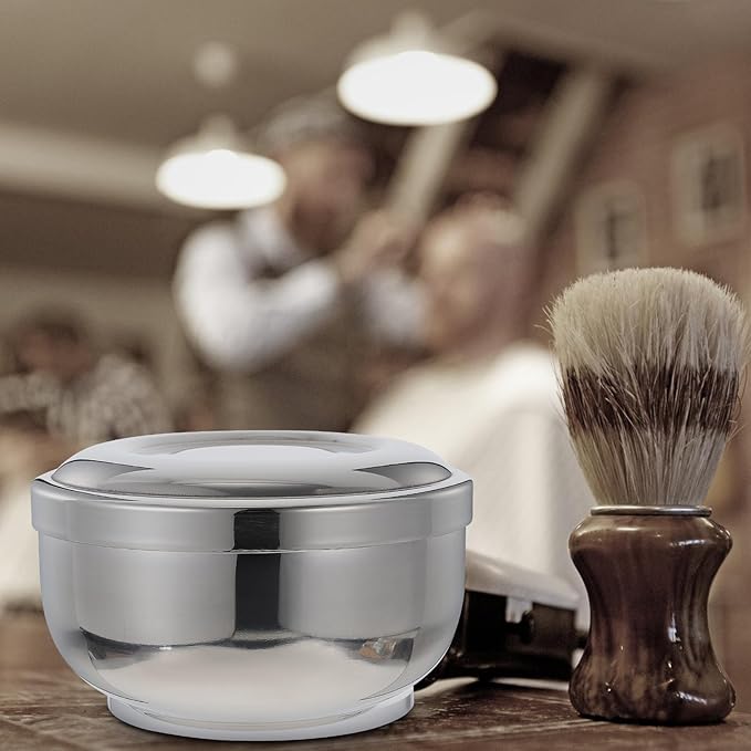 Beaupretty Stainless Steel Shaving Soap Bowl with Lid Sturdy Bubble Foaming Container Practical Male Shaving Accessory for Home and Travel Use