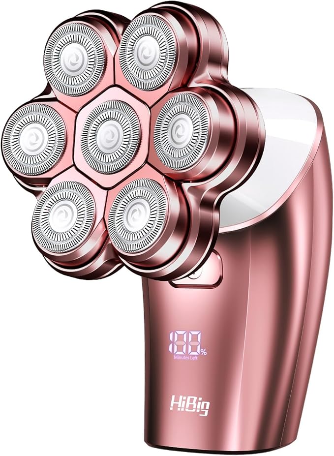 Electric Razors for Women Legs: 5-in-1 Rechargeable Body Shaver, 7D Wet & Dry Body Trimmer, IPX7 Waterproof Lady Hair Remover for Face Underarms Pubic, Matte Pink