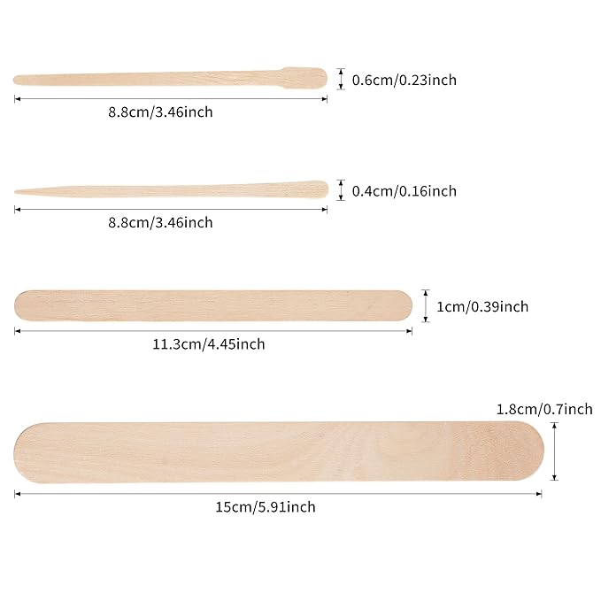 4 Style 1000 Pcs Waxing Sticks Assorted Wax Applicator Sticks for Body Legs Face with Small Medium Large Sizes Wood Popsicle Sticks for Waxing Or Wood Craft Sticks