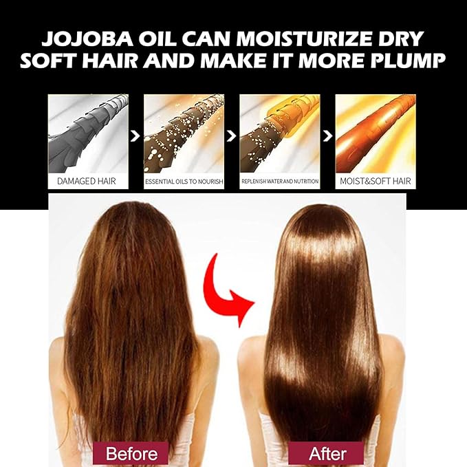 30ml Jojoba Oil Hair Growth Serum for Thinning Hair – Organic Hair Oil for Hair Loss, Dry Scalp & Damaged Hair – Nourishing Scalp Treatment for Men and Women