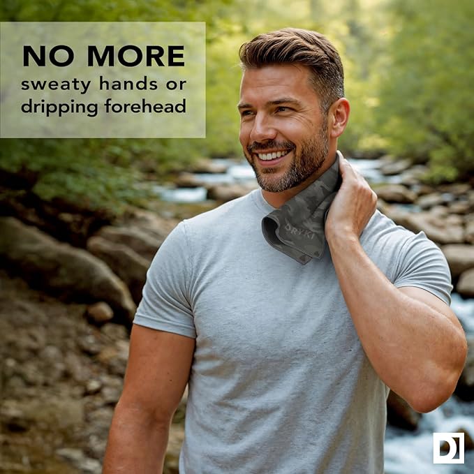 Pocket-Sized Sweat Towels - The Original Sweat Absorbing Handkerchiefs - Quick-Dry Microfiber Sweat Rags for Face, Hands, & Body - Men & Women - Gym, Sports, and Work (Moss Camo: 5 Pack)