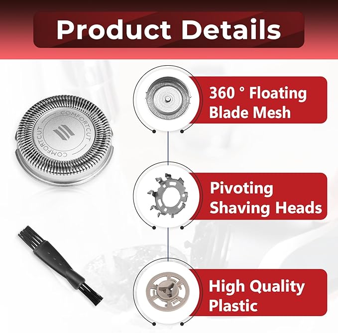 8 Pcs SH30/52 Replacement Heads Compatible with Norelco Shaver Series 1000, 2000, 3000, Dual-Ring Blade Precision