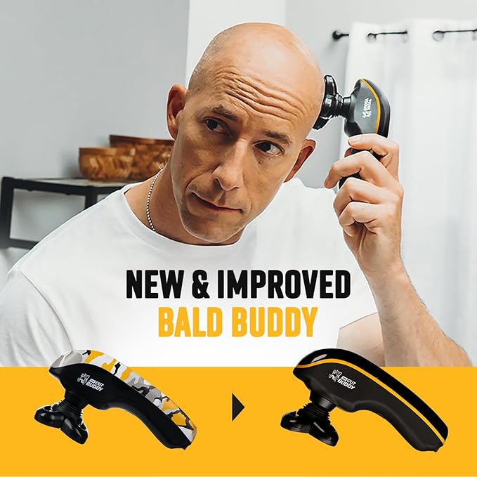 Bald Buddy Head Shaver for Men, Waterproof, Rechargeable Electric Razor, Cordless, Ergonomic Design, Battery & Cleaning Indicator, The Cut Buddy