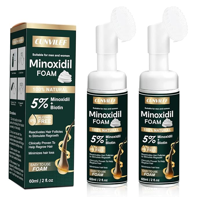 5% Minoxidil Foam for Men and Women Hair Growth, Slows Hair Loss and Promotes Hair Regrowth Treatment for Women and Men, Thicker Hair(4.22oz Pack of 2)