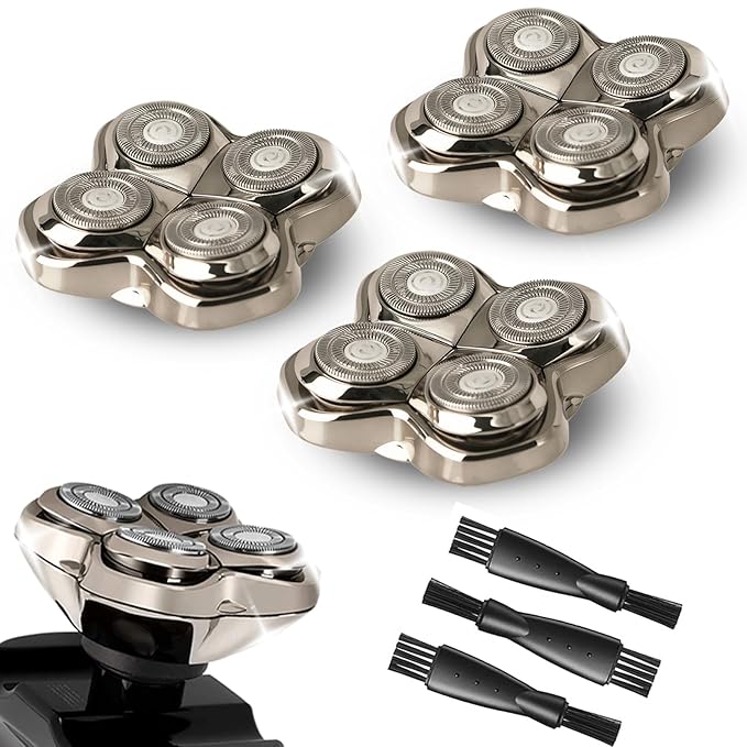 3Pack Pro 4 Shaver Replacement Heads for Gold PRO, Silver PRO, Platinum PRO, Butterfly Kiss PRO Head Shavers, Floating 4 Heads for a Fast, Close and Smooth Shave.