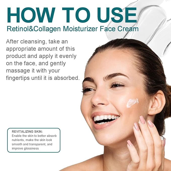 Retinol Collagen Cream for Face with 5% Hyaluronic Acid Anti-Aging Cream Anti-Wrinkle Reduce Fine Lines Lifting and Firming 24-Hour Facial Care Suitable For All Skin Types