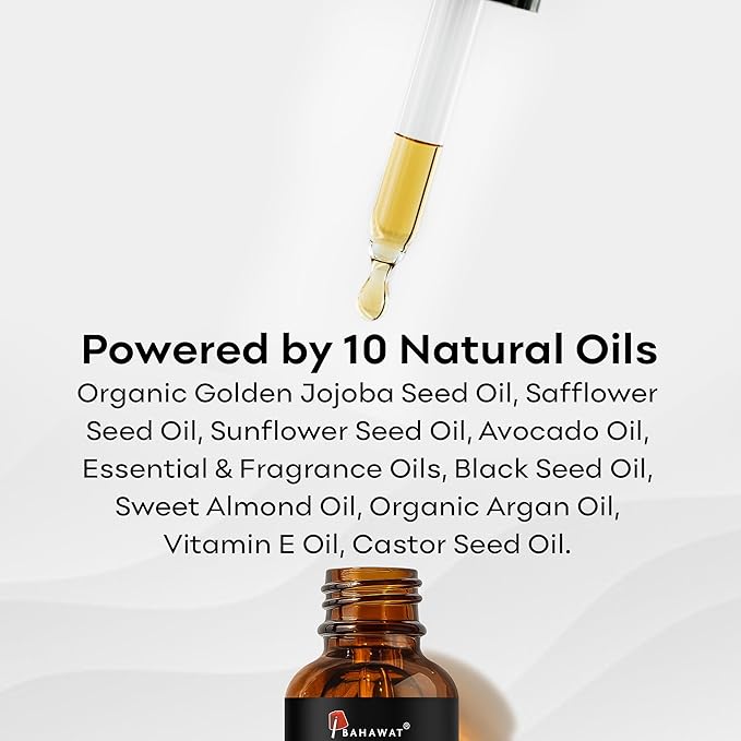BAHAWAT Beard Oil -Premium Beard Oil Conditioner & Softener - Leather Sandalwood scent- Eliminates Beard Itch, Promote a Healthy, Full Beard, Natural Ingredients, 2 ounce.