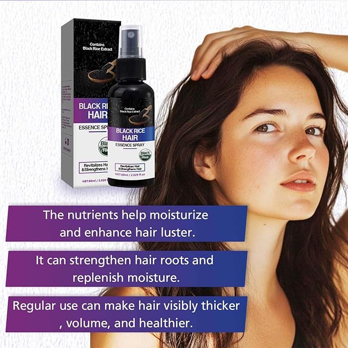 2-Pack Black Rice Water Spray, Organic Black Rice Water Hair Serum Spray – Repairs Damage, Dry Hair, Reduces Hair Loss & Boosts Thickness for Longer, Fuller Hair (2 x 100ml)
