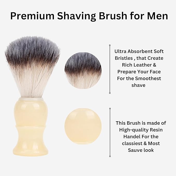 Premium Badger Shaving Brush for Men – Soft Bristles & Wood Handle | Perfect Shaving Cream Brush for Wet Shave | Luxury Gift for Men, Dad & Boyfriend, Off White